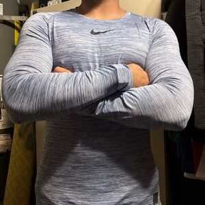 Nike Pro Heathered Blue Dri-FIT Shirt workout shirt